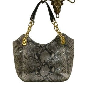 Michael Kors Gray Python Design Handbag Purse w Dust Cover